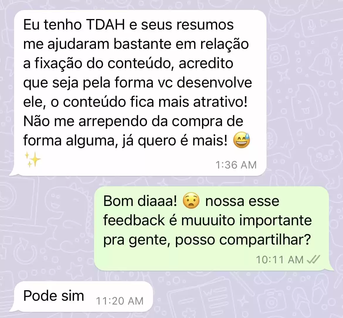 Depoimento de aluna
