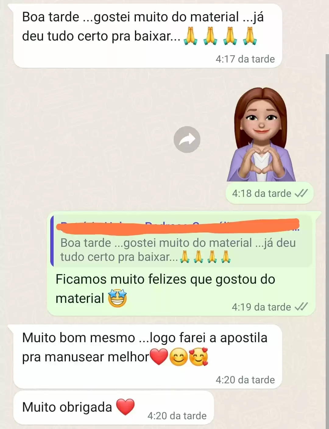 Depoimento de aluna