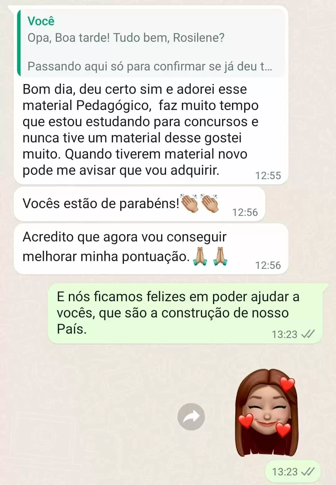 Depoimento de aluna